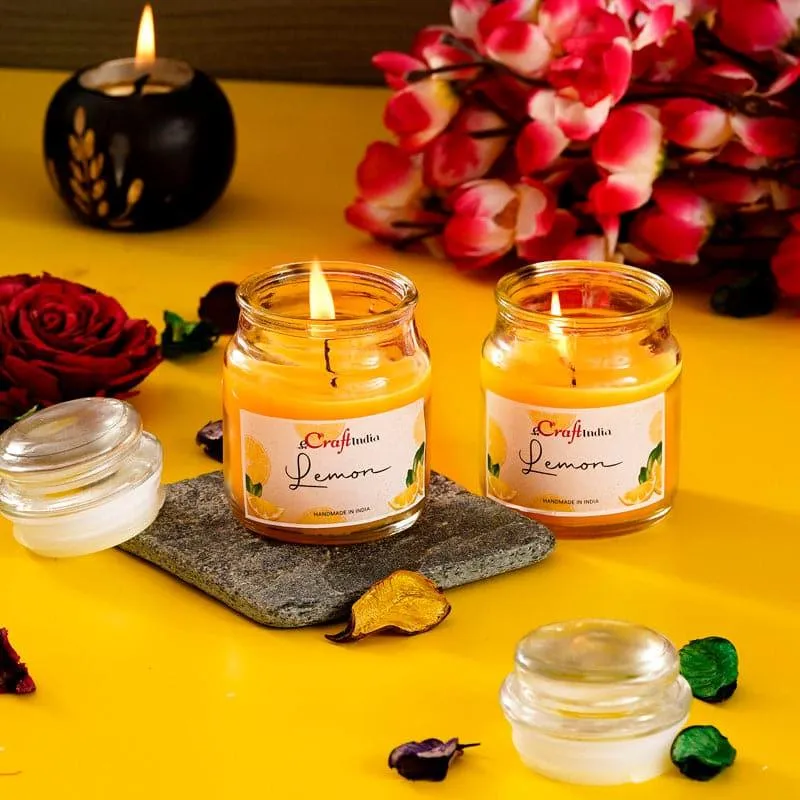 Nithya Lemon Scented Jar Candle - Set Of Two media 2