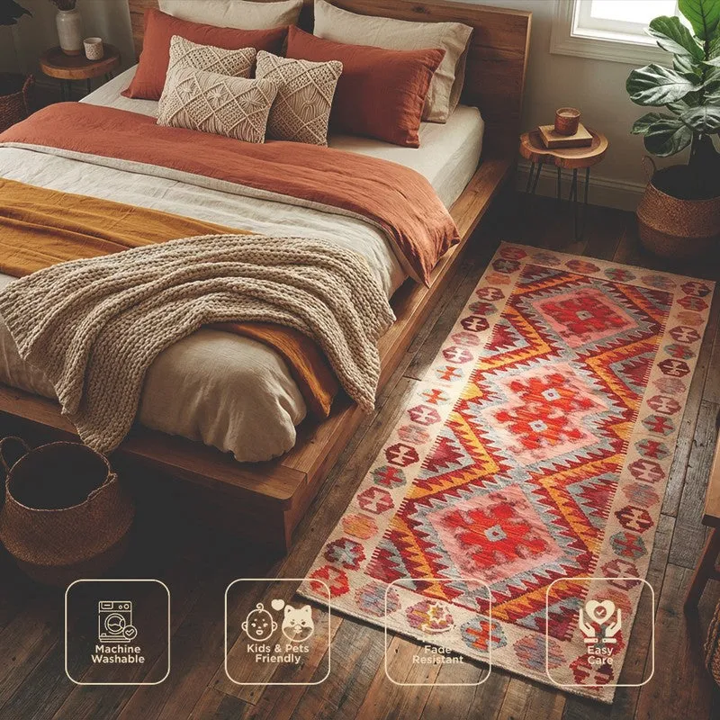 Sharp Angles Cotton Hand Woven Runner Rug media 5