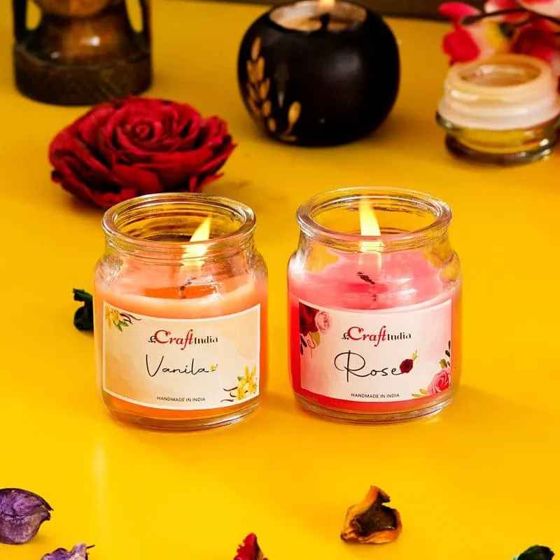 Vanilla & Rose Scented Jar Candle - Set Of Two media 3