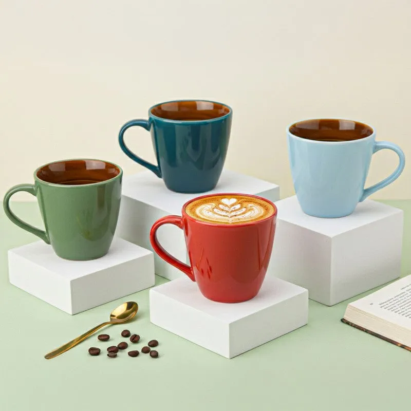 Karvaa Ceramic Coffee Mug (Multicolor/350 mL Each) - Set Of Four media 1
