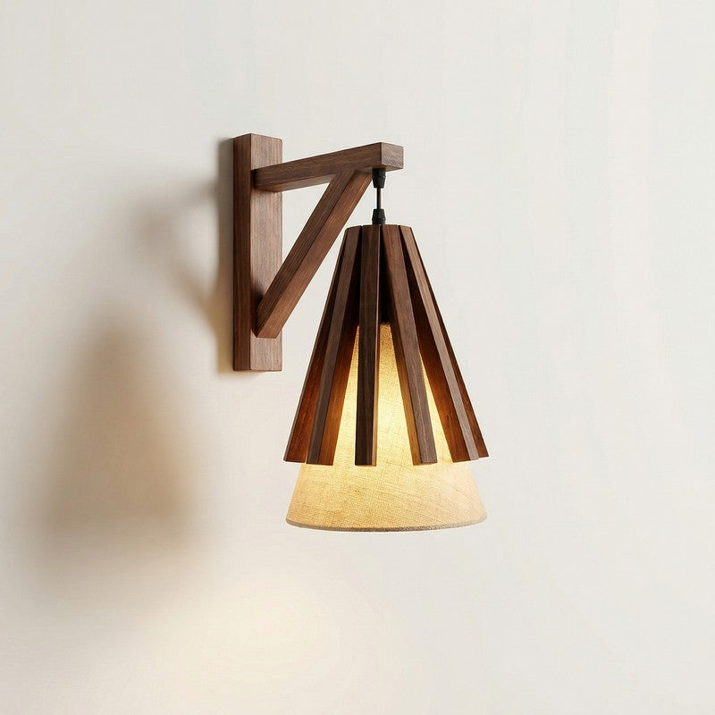 StripePulse Wooden Wall Lamp - Brown media 6