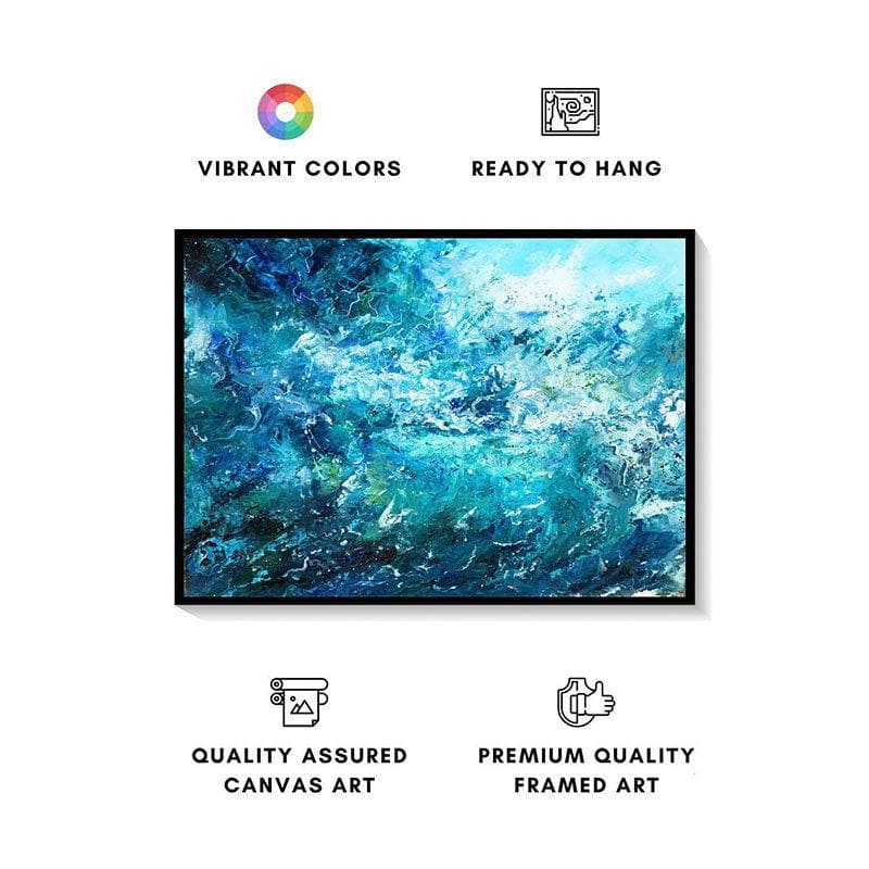 Abstract Ocean Waves Canvas Wall Painting - Black Frame media 4