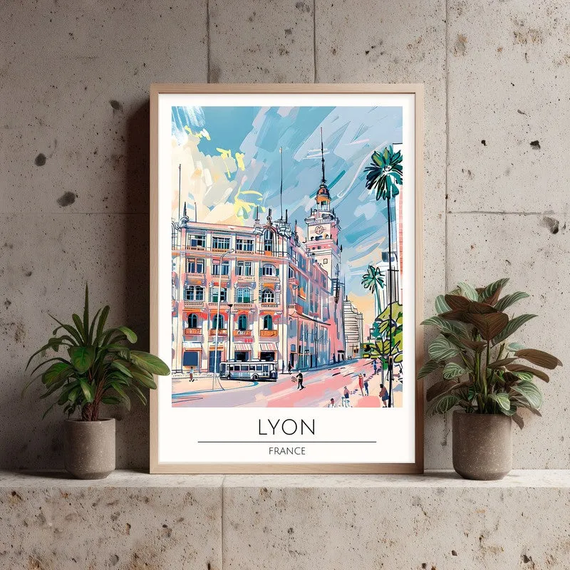 Vintage Lyon Framed Canvas Archival Canvas Wall Painting - Natural Brown Frame media 3