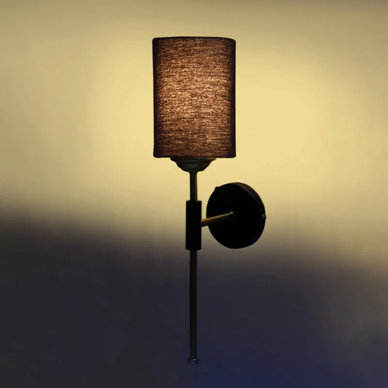 Beryll Cylindrical Steel & Cotton Wall Lamp - Black media 5