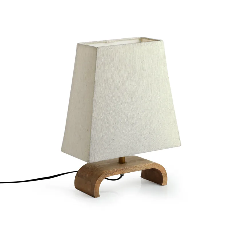 Navitha Handcrafted Mango Wood Table Lamp - Brown,White media 5