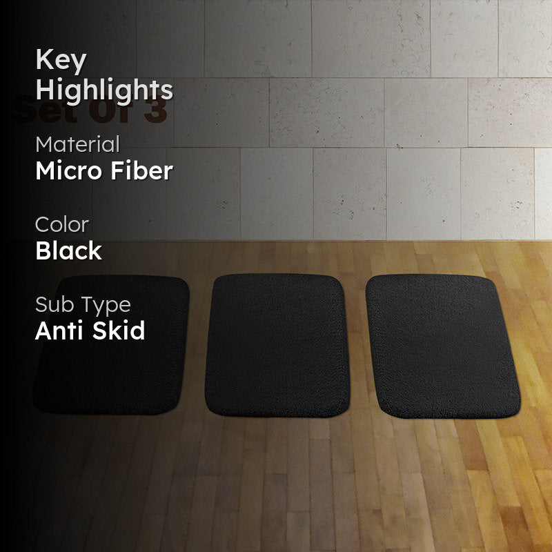 Lois Anti Skid Bath Mat (Black) - Set Of Three media 2