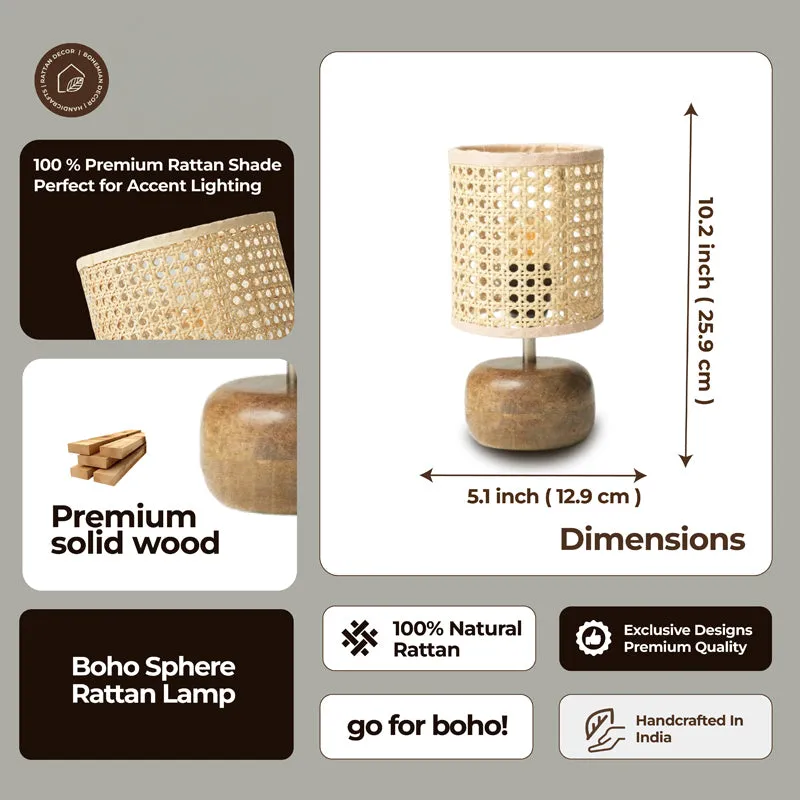 EmberLit Rattan Mango Wood Table Lamp - Beige,Brown media 8