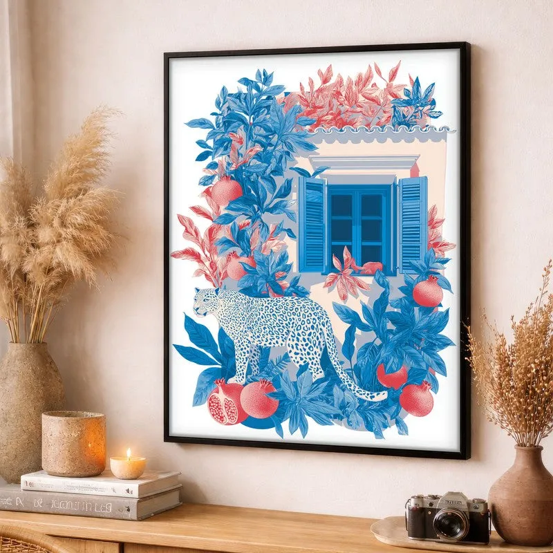 Mediterranean Blues Canvas Wall Painting - Black Frame media 3