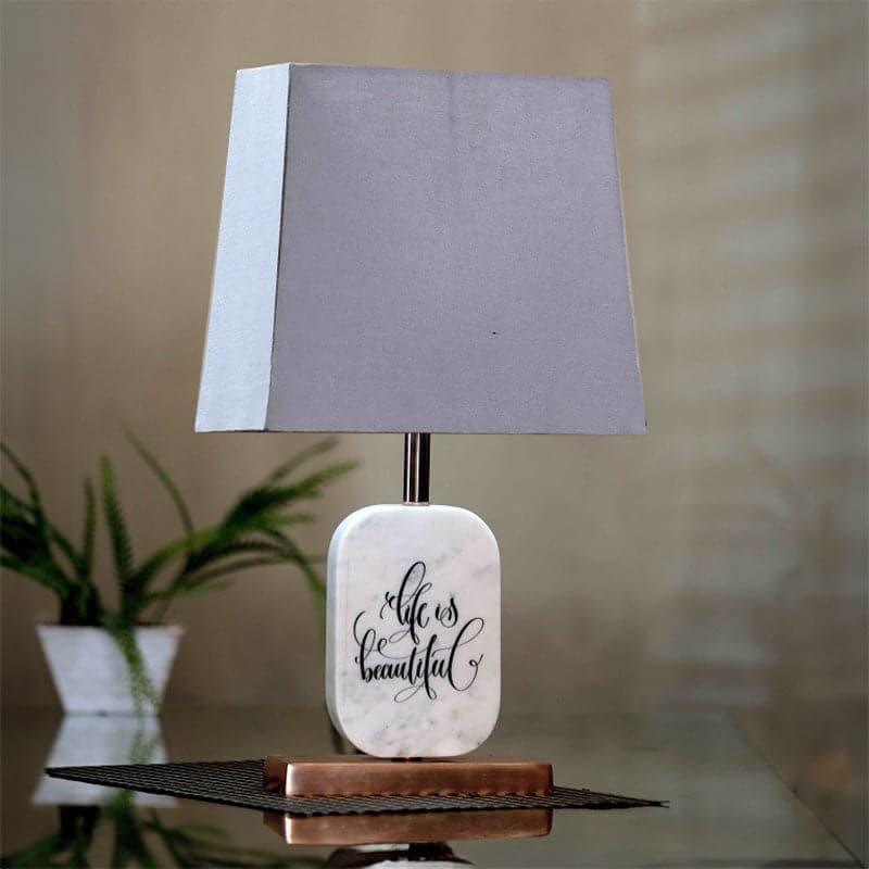 Life Light Printed Marble & Copper Base Fabric Table Lamp - Grey,White media 3