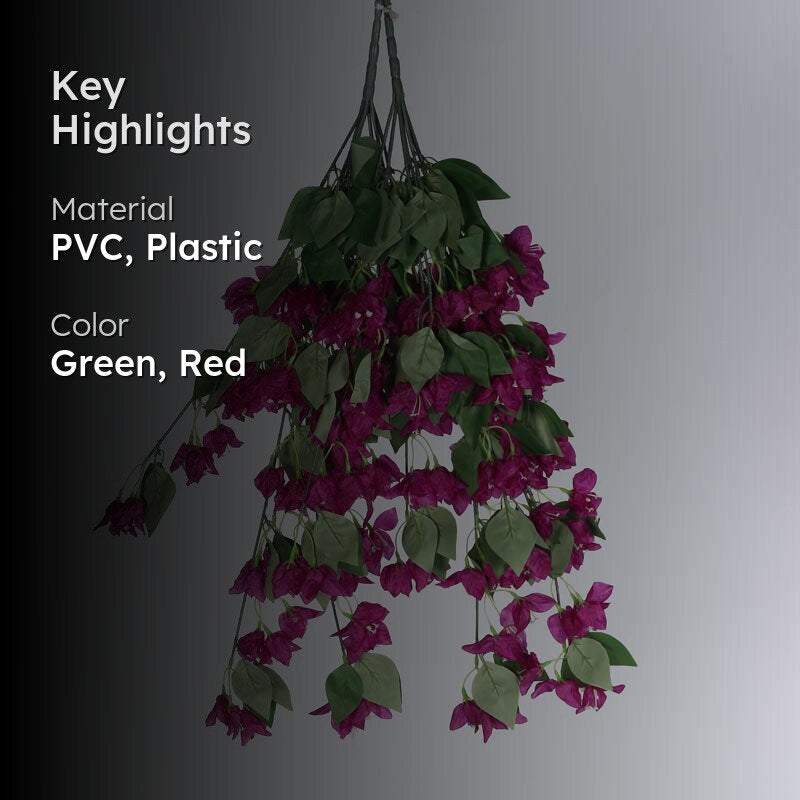 Faux Lush Hanging Bougainvillea - Purple - 2.5 Feet media 2