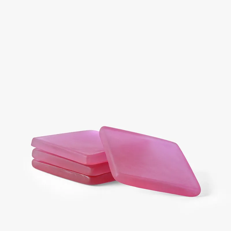 Glossy Square Glass Coaster (Pink) - Set Of Four media 4