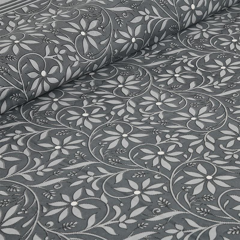 Ivsara Floral Cotton Bedsheet (Grey) - 160 TC media 4