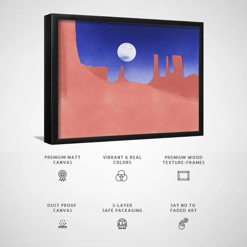 Red Rock Moonlight Canvas Wall Painting - Black Frame media 5