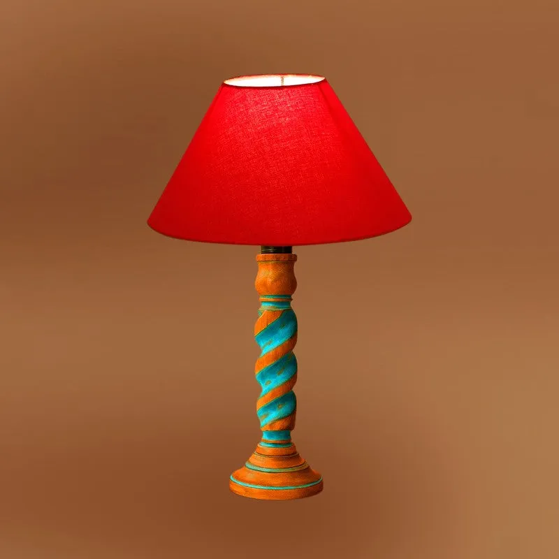 Elara Liora Wooden Table Lamp - Red media 7