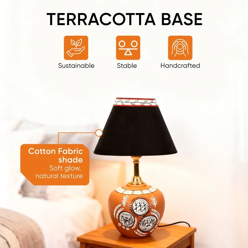 Parva Handcrafted Terracotta Table Lamp - Multicolor media 4