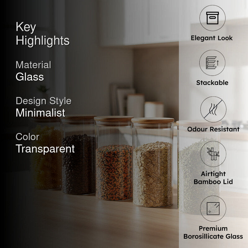 Jarco Glass Jar (1000 mL Each) - Set Of Five media 2