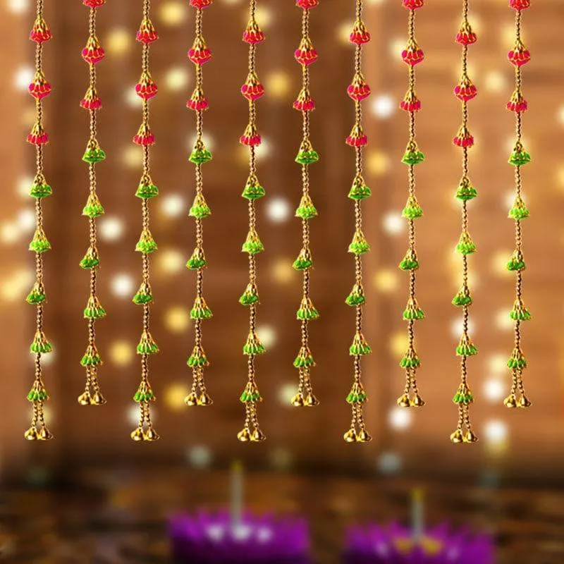Pom Pom Decorative Latkan With Bells - Set Of Ten media 1