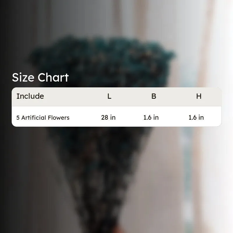 Product graphic showing a blurred blue dried flower bouquet.