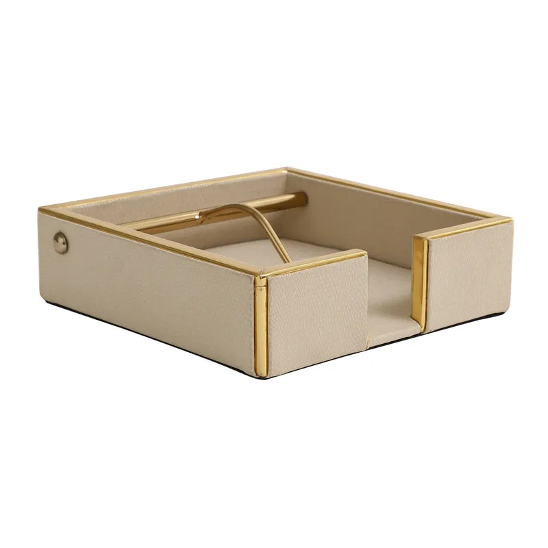 Roho Leather Tissue Holder - Beige media 4