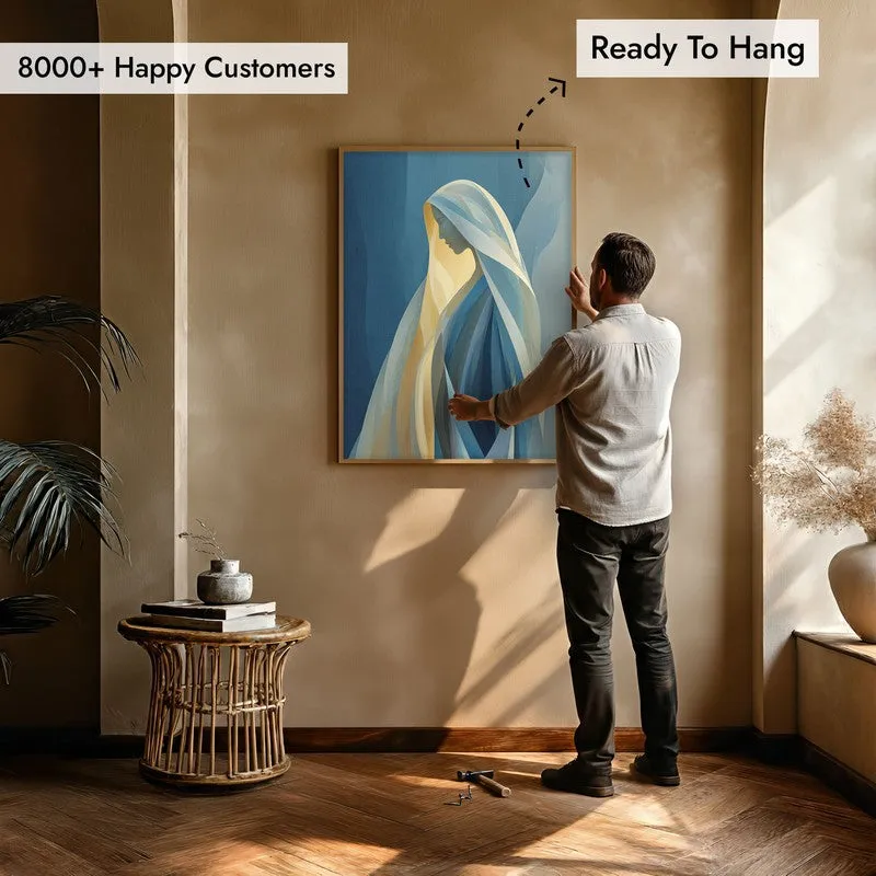 Holy Mary In Serene Devotion Archival Paper Wall Painting With Brown Frame media 5