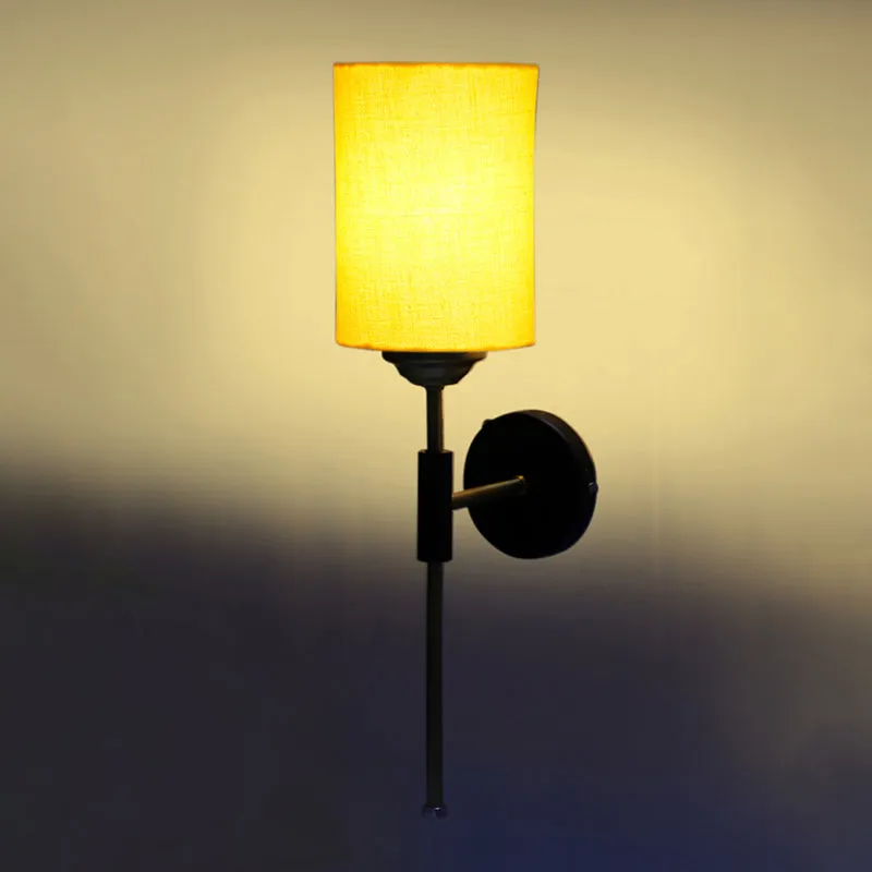 Beryll Cylindrical Steel & Cotton Wall Lamp - Yellow media 5