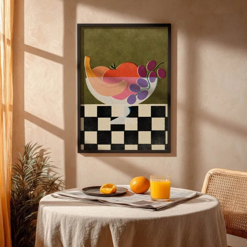 Check Bowl Archival Canvas Wall Art - Black media 4