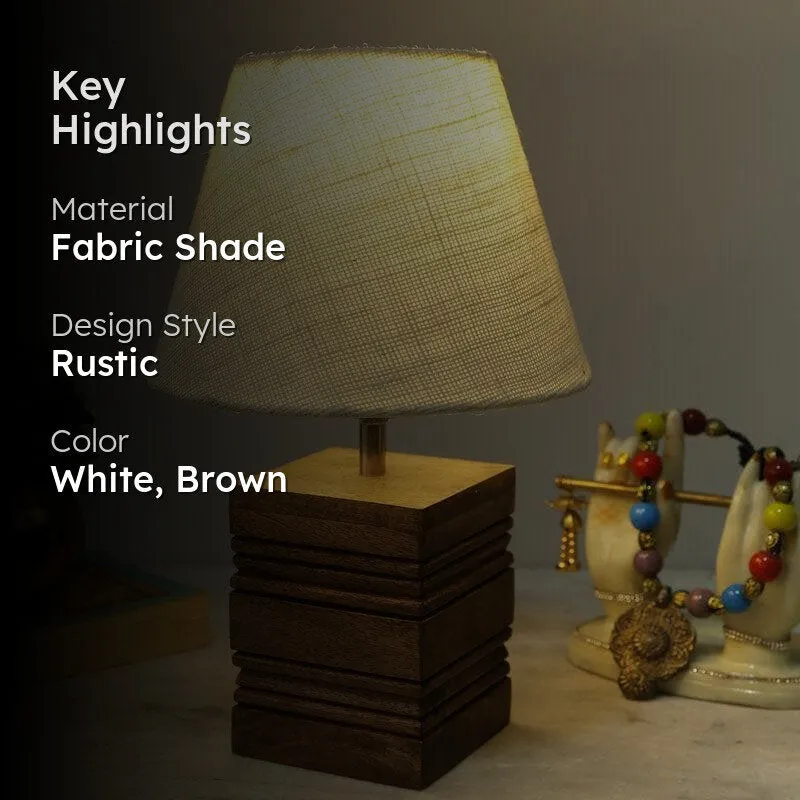 Fallon Cube Fabric Table Lamp - White,Brown media 2