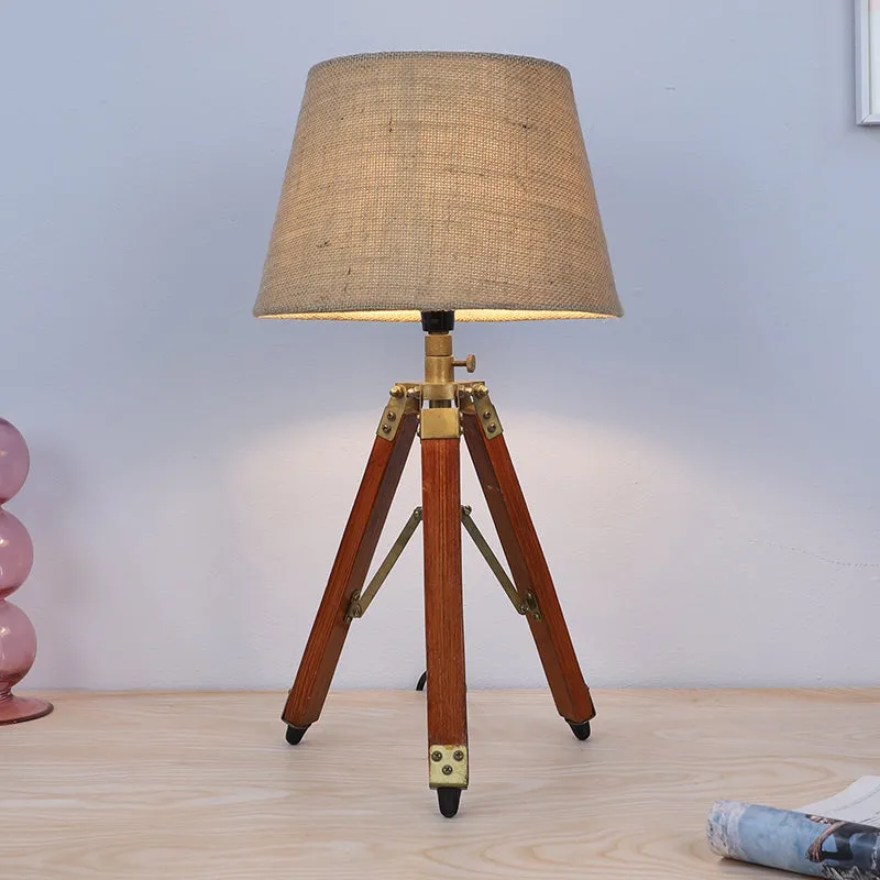 Tatami Fold Tripod Mango Wood Table Lamp - Brown media 2