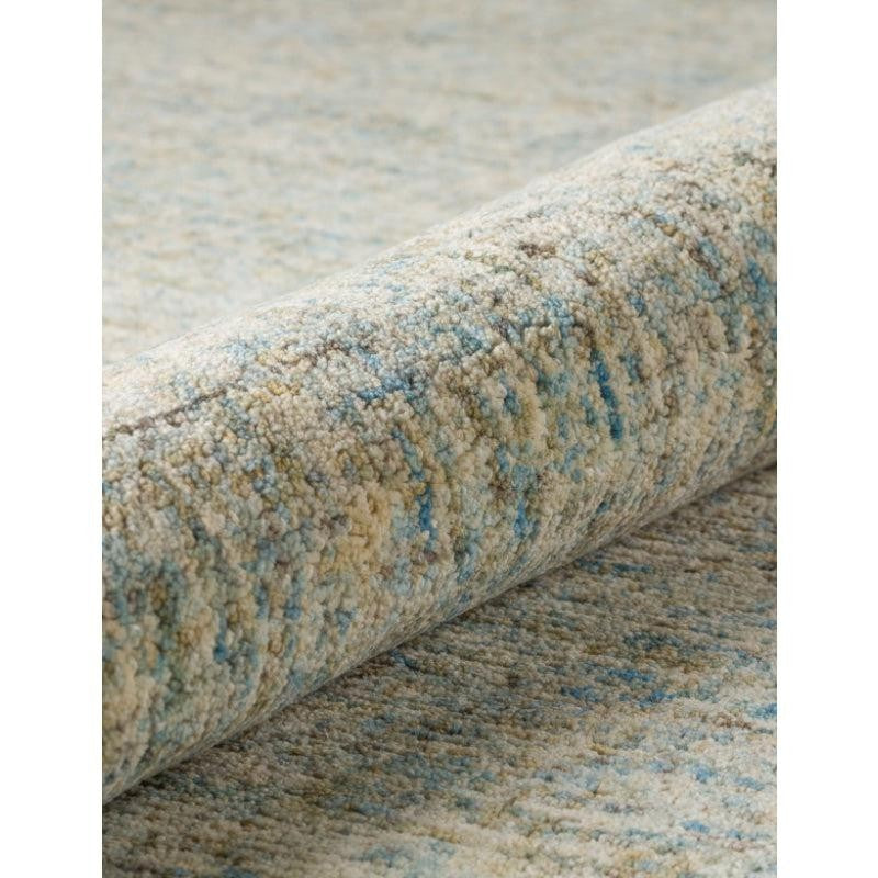 Handloom Hand Tufted Harmony Wool Rug - Light Blue & Beige media 6