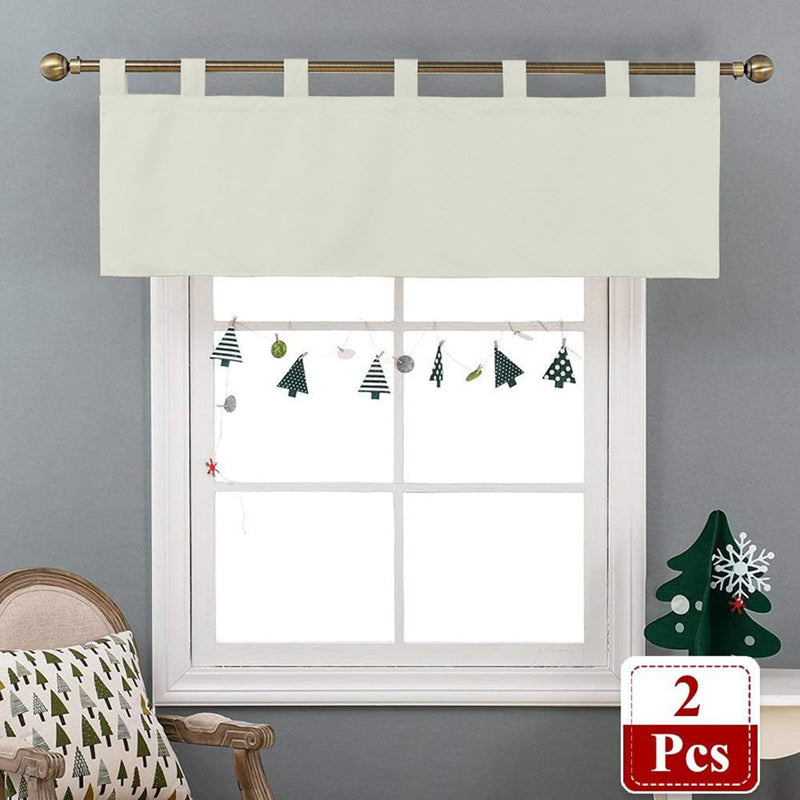 Tab Tale Flat Curtain Valance (Ivory) - Set Of Two media 5