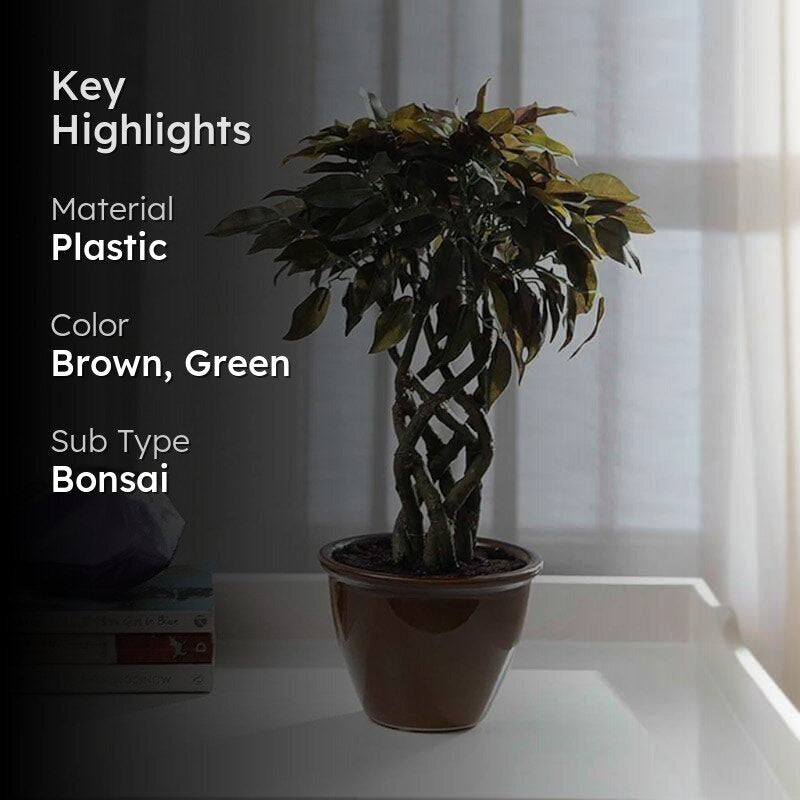 Faux Creeper Ficus Bonsai (41 cms) - Green & Red media 2