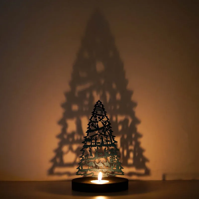Manger & Tree Wood Christmas Tea Light Holder - Green media 6