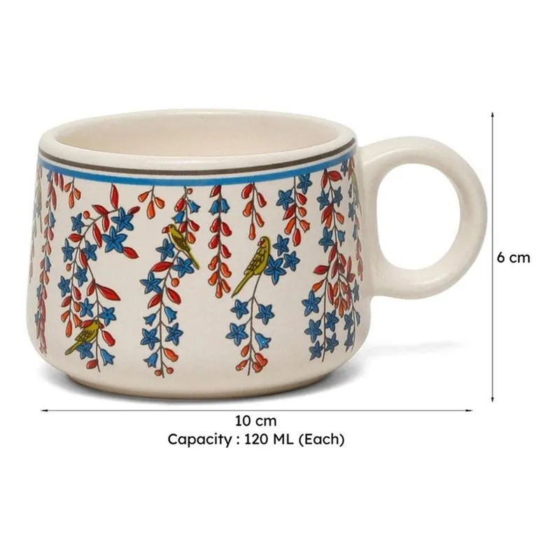 Blossom Ceramic,Stoneware Tea Cup (120 mL Each) - Set Of Six media 8