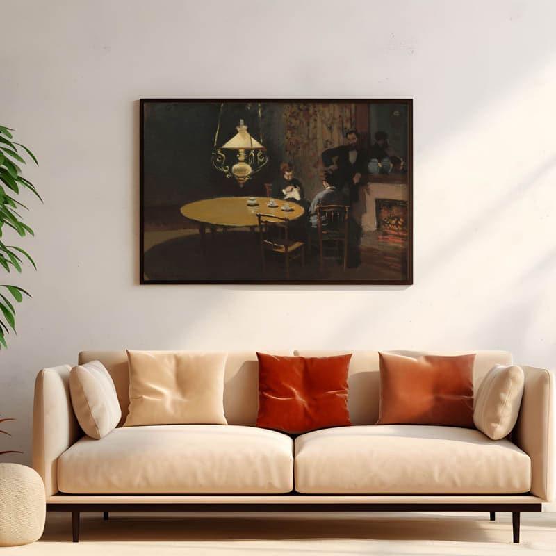 Interior After Dinner By Claude Monet - Black Frame