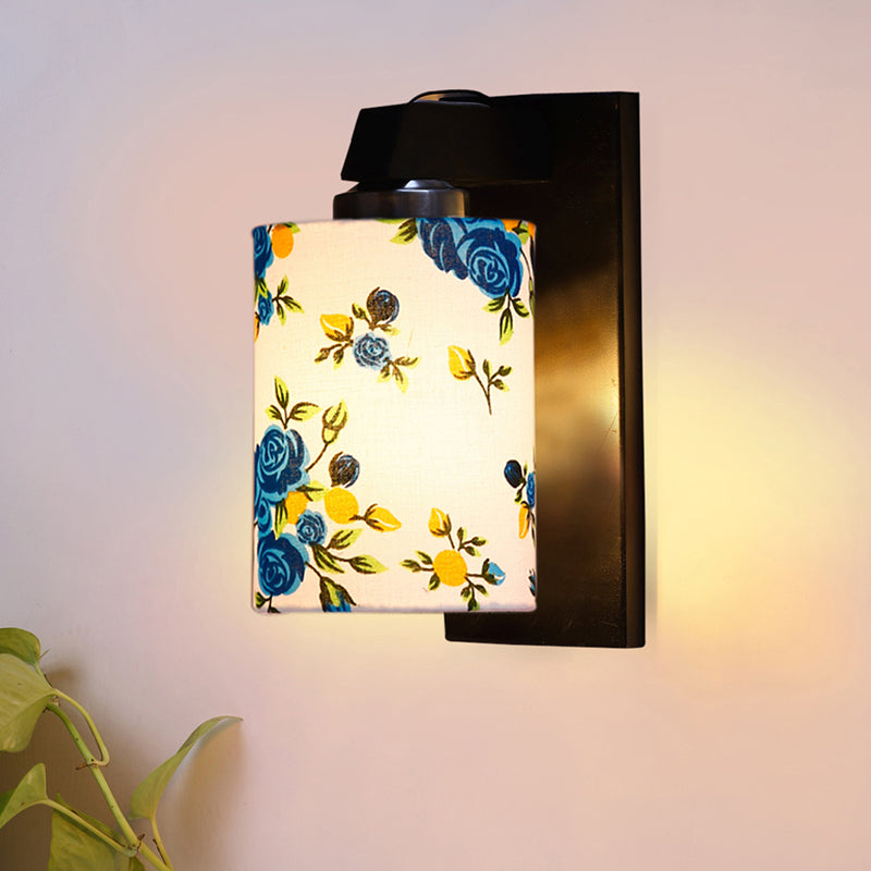Eyrie Printed Wooden Wall Lamp - Blue