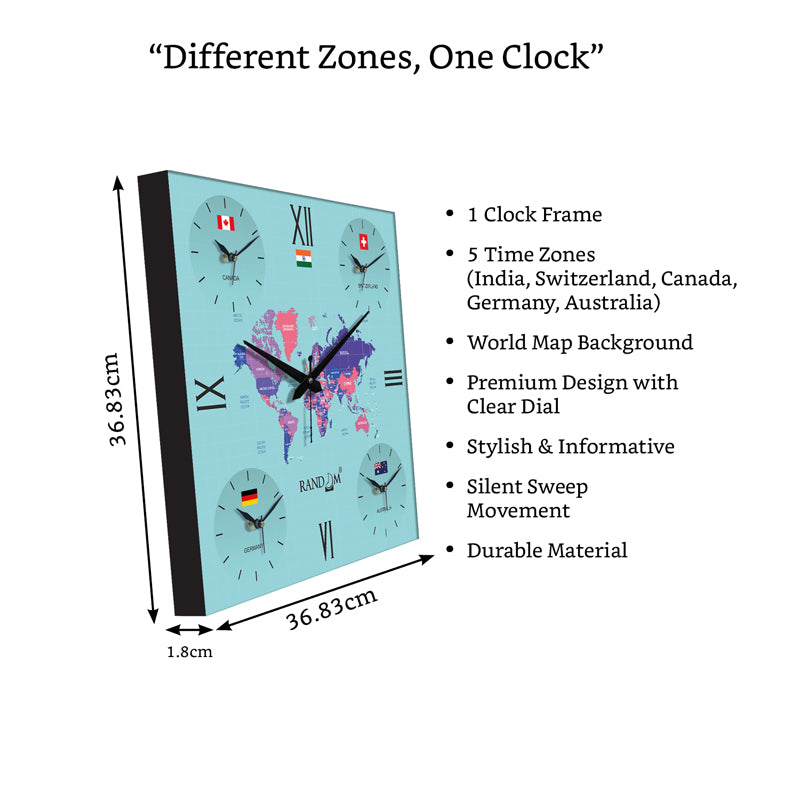 World Time Zone Wall Clock - Blue media 7