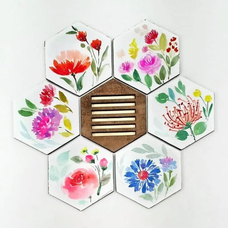 Neju Bloom Handpainted Coaster - Set Of Six media 3