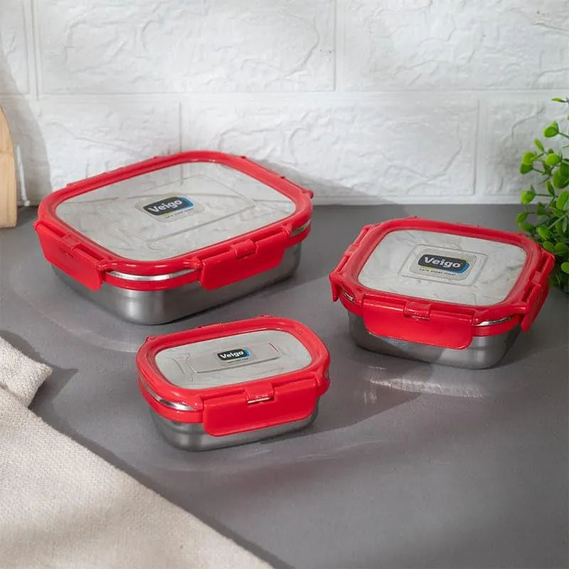 Savory Sam Red Lunch Box (550/300/150 mL) - Set of Three media 6