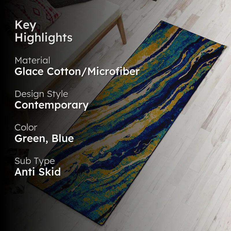 Brenna Abstract Micro Fiber Runner Rug - Blue media 2
