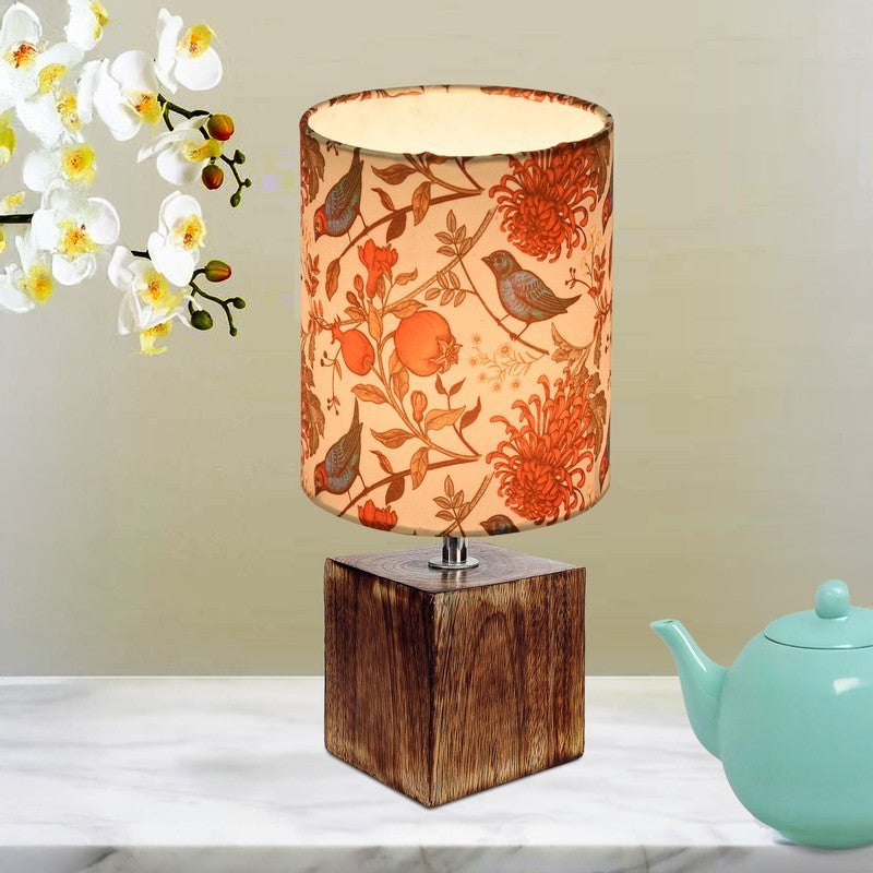 RadianceAura Premium Wooden Table Lamp - Multicolor