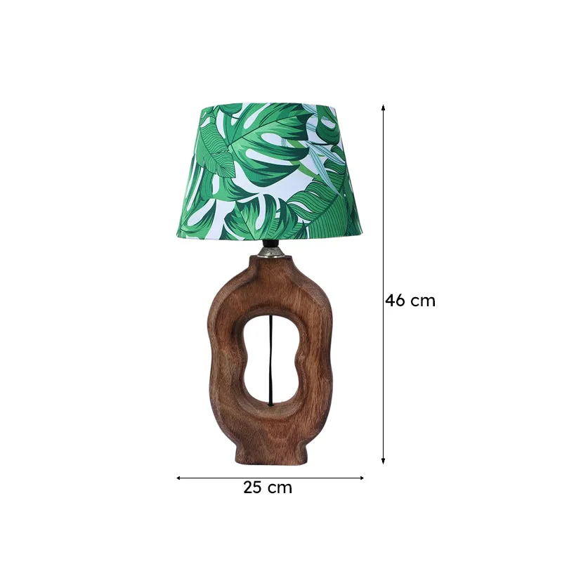 Kaizen Hewn Printed Mango Wood Table Lamp - Green,White,Brown media 5