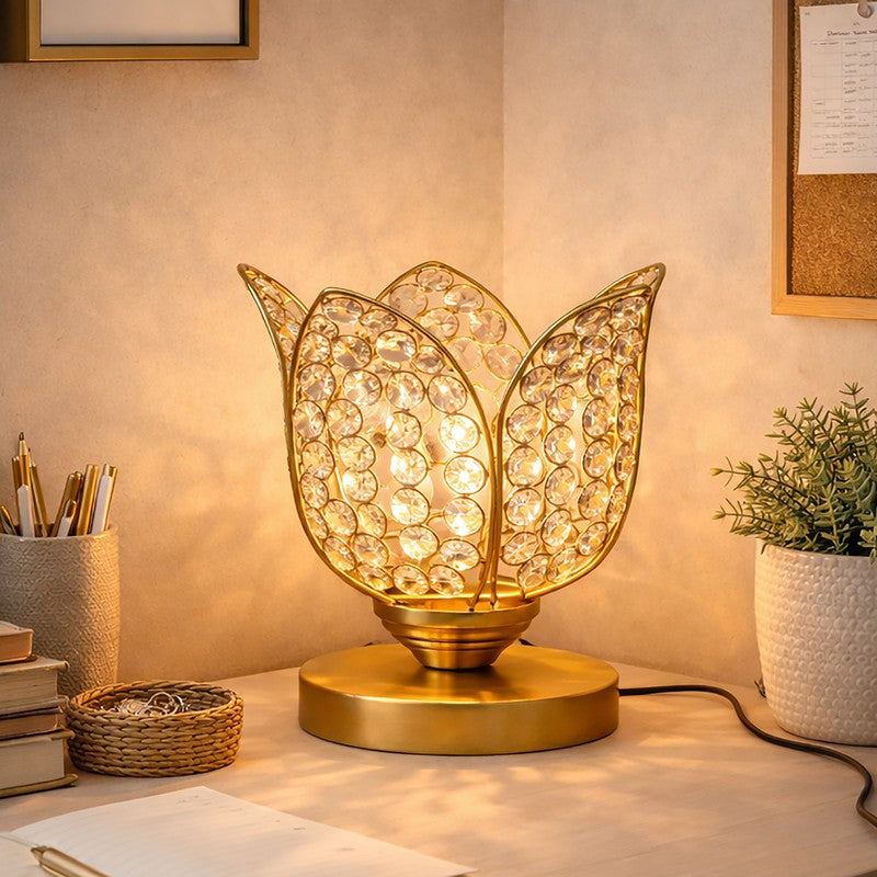 Floral Culture Metal Table Lamp - Gold