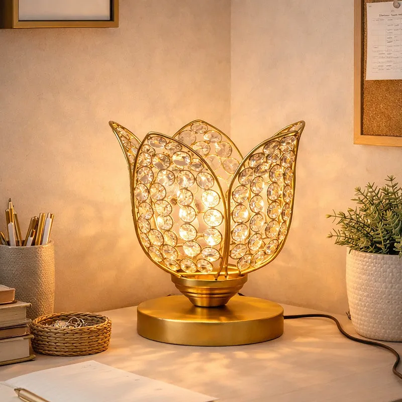 Floral Culture Metal Table Lamp - Gold media 1