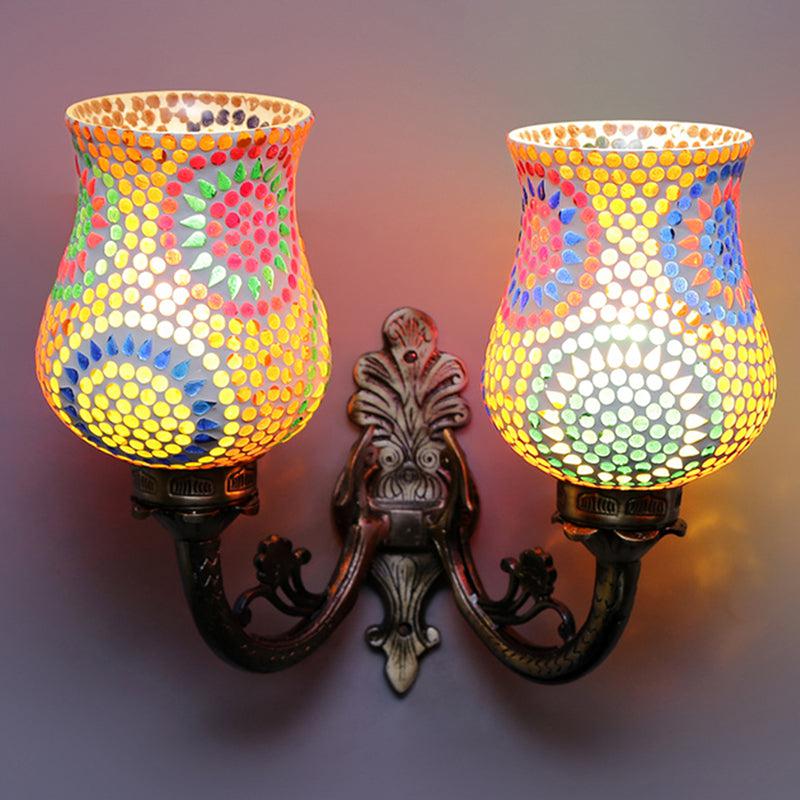 Riva Twinner Mosaic Glass & Metal Wall Lamp