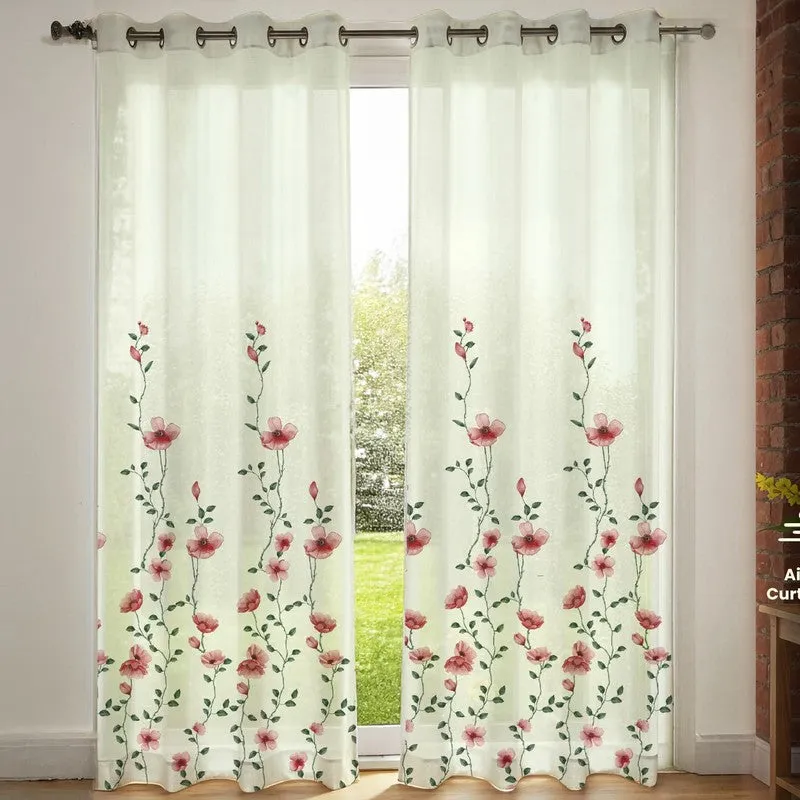 Urban Space Vine Floral Multicolor Polyester Curtains - Set Of Two media 3
