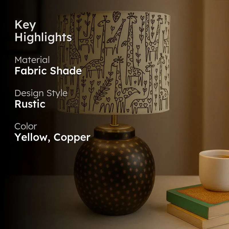 Gola Wilda Fabric Table Lamp - Yellow,Copper media 2