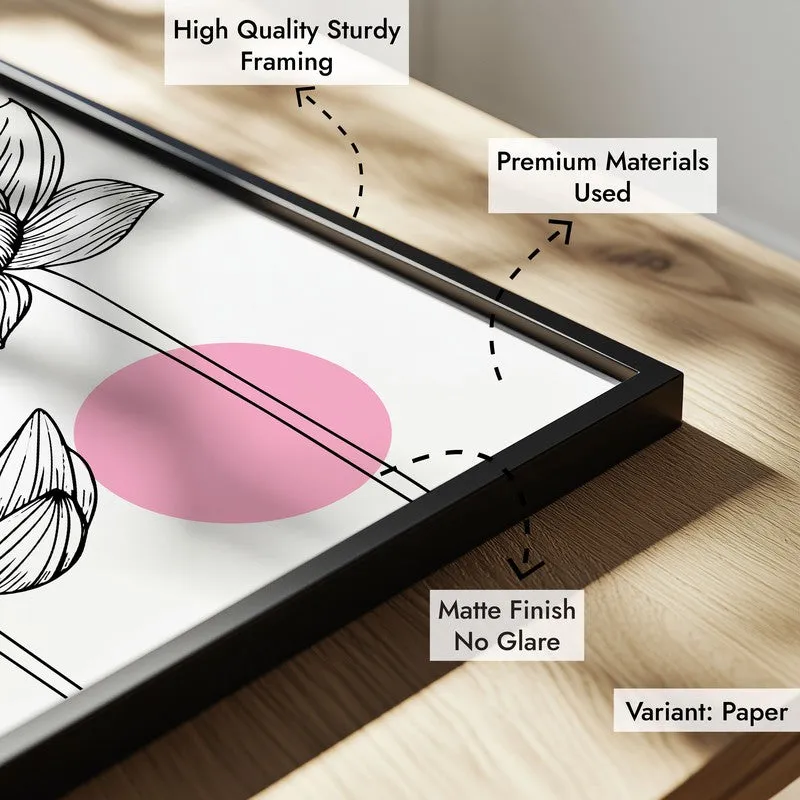 Lotus Lines Archival Paper Wall Art With Frame media 8