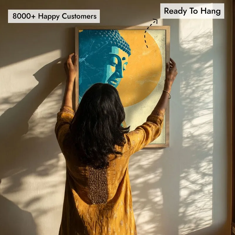 Peaceful Buddha In Meditative Calm I Archival Paper Wall Painting With Brown Frame media 7
