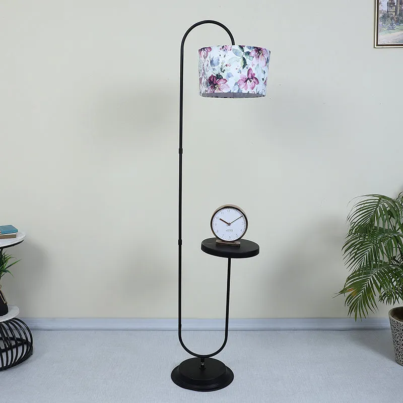 Lumikko Printed Arched Metal Floor Lamp With Shelf media 3