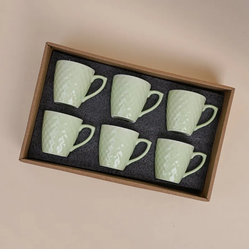 Arviya Porcelain Tea Cup (180 mL Each)/Green)- Set of Six media 6